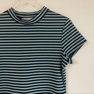 FREE PEOPLE BEACH striped mock neck mini dress L